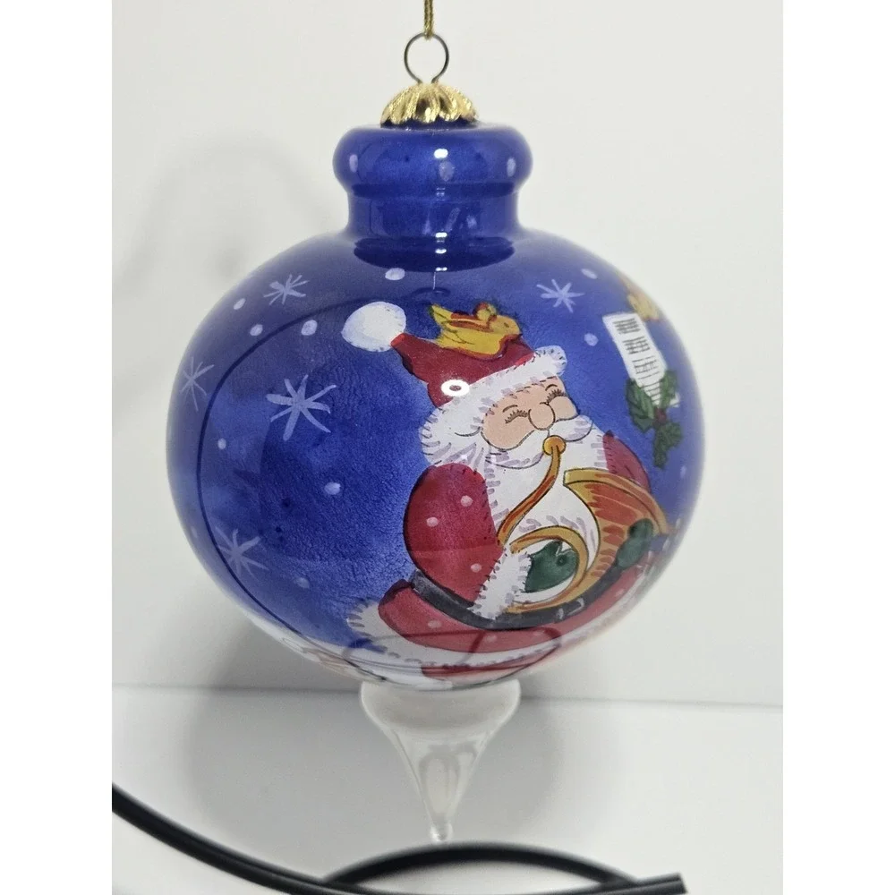 Pier 1 Li Bien 2012 Santa Claus Reverse Hand Painted Inside Glass Top Ornament